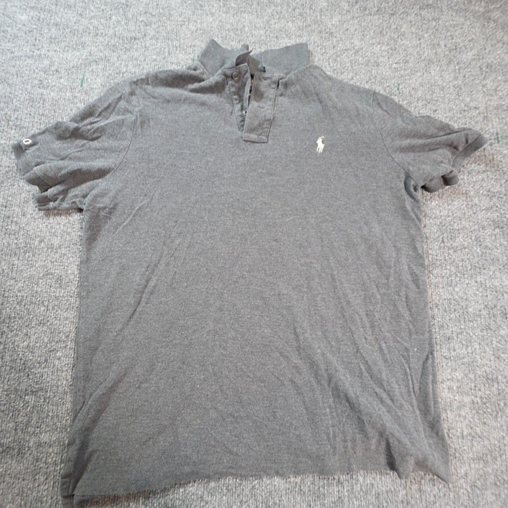 Polo Ralph Lauren Polo Shirt Mens Large Gray Classic Fit Cotton Knit Casual